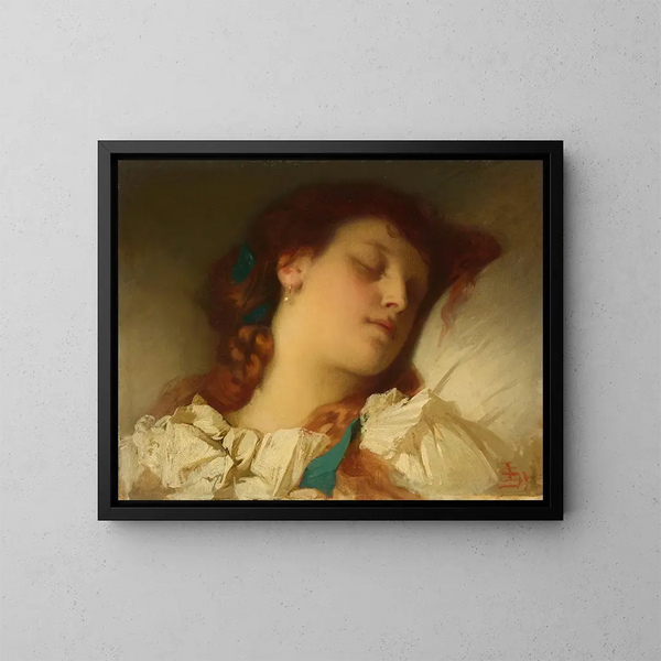 Slapend meisje - Sebastian Luz — ingelijst kunstwerk aan de muur