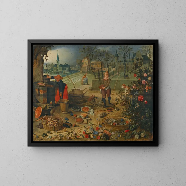 Een allegorie van de lente - Sebastian Vrancx — ingelijst kunstwerk aan de muur
