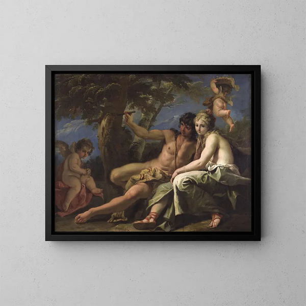 Angelique en Médor - Sebastiano Ricci — ingelijst kunstwerk aan de muur