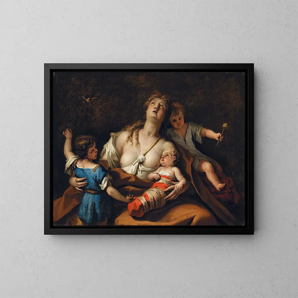 Charité - Sebastiano Ricci — ingelijst kunstwerk aan de muur