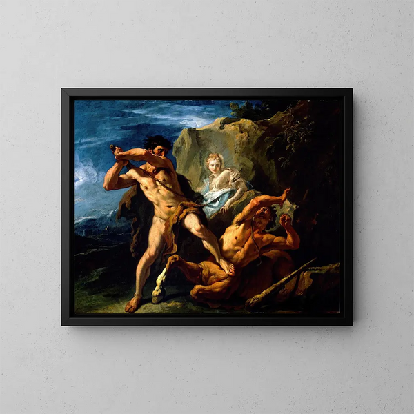 Hercules die de centaur Nessus doodt - Sebastiano Ricci — ingelijst kunstwerk aan de muur