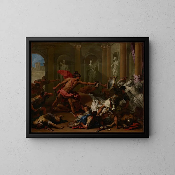 van Persée die Phinée confronteert met het hoofd van Medusa - Sebastiano Ricci — ingelijst kunstwerk aan de muur