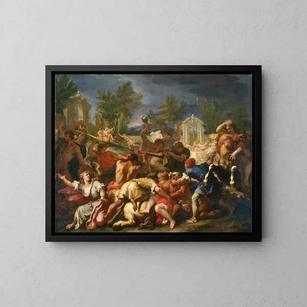 De strijd tussen Lapithen en Centauren - Sebastiano Ricci — ingelijst kunstwerk aan de muur