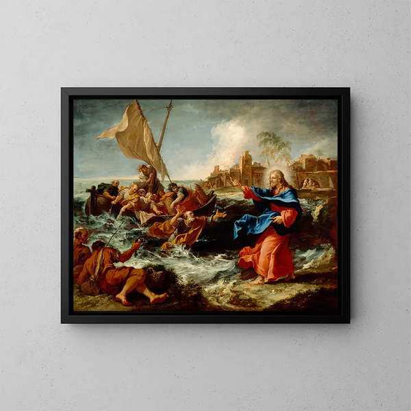 De wonderbare visvangst - Sebastiano Ricci — ingelijst kunstwerk aan de muur