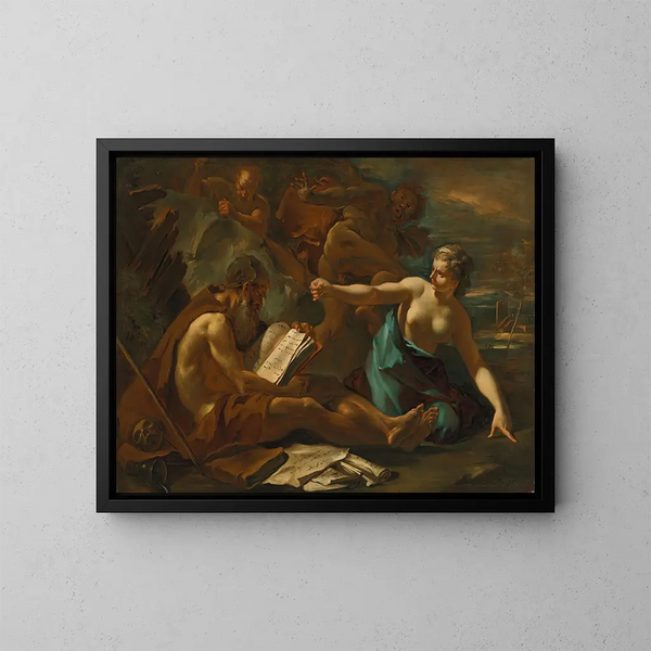 De Verleiding van de heilige Antonius - Sebastiano Ricci — ingelijst kunstwerk aan de muur