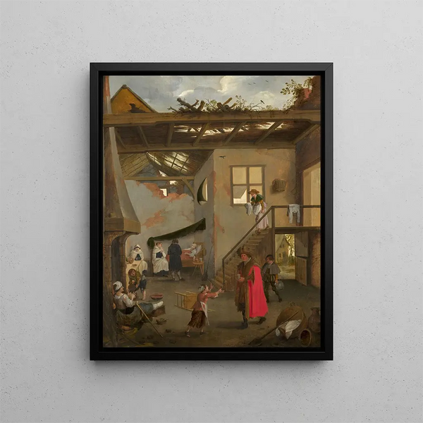 Bezoek aan de zieken - Sebastian Vrancx — ingelijst kunstwerk aan de muur