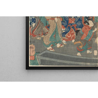 Sept figures féminines, deux parapluies - Utagawa Kuniyoshi | Reproduction Tableau Décoration murale affiche copie