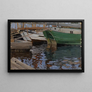 Sergei Arsenevich Vinogradov - Boats in Arkhangelsk Port study.webp