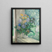 Still life with chrysanthemums, bellflowers, cornflowers, and daisies in a white vase - Sergey Chekhonin — framed artwork on a wall