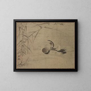 Eend Mandarijn - Sesson Shūkei — ingelijst kunstwerk aan de muur