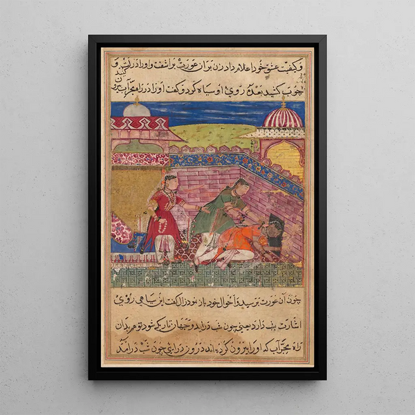 Shravana - The deceitful wife ejects the procuress after blackening her face from a Tutinama Tales of a Parrot Eighth Night.webp