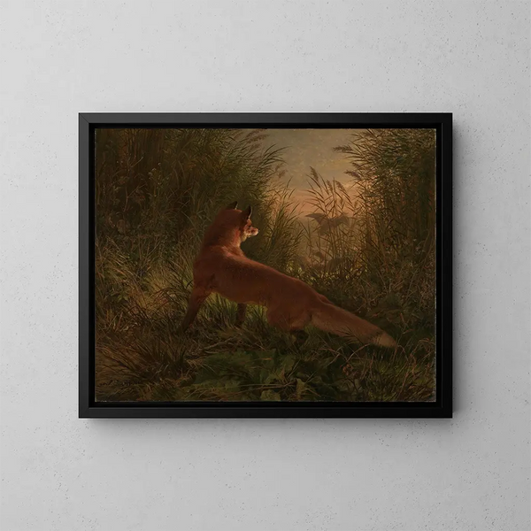 Een vos - Siegwald Dahl — ingelijst kunstwerk aan de muur