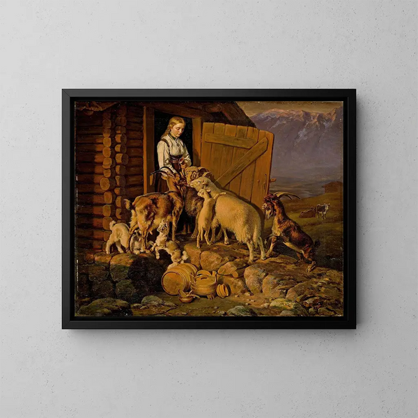 De dieren krijgen zout - Siegwald Dahl — ingelijst kunstwerk aan de muur