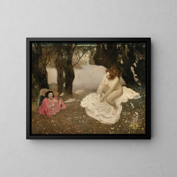 De dwerg en de vrouw - Sigmund Walter Hampel — ingelijst kunstwerk aan de muur