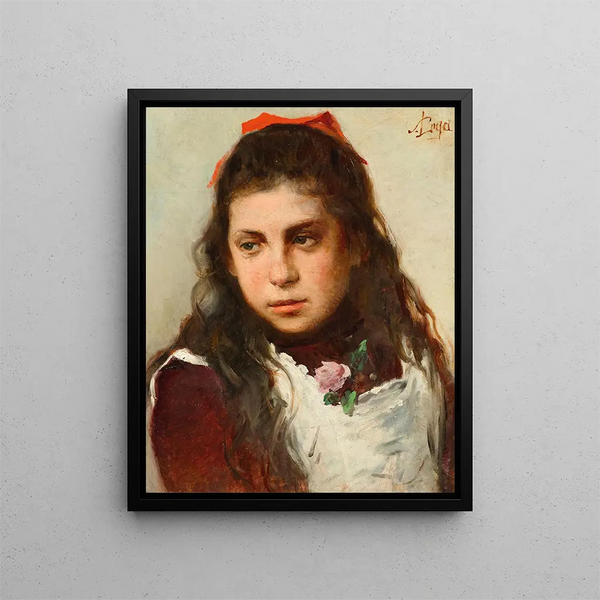 Silvestro Lega - Portrait of a Young Girl with a Red Bow.webp