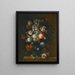 Natuurschilderij met rozen, gemengde tulpen, pioenen, narcissen en andere bloemen in een gesculpteerde vaas - Simon Hardime — ingelijst kunstwerk aan de muur