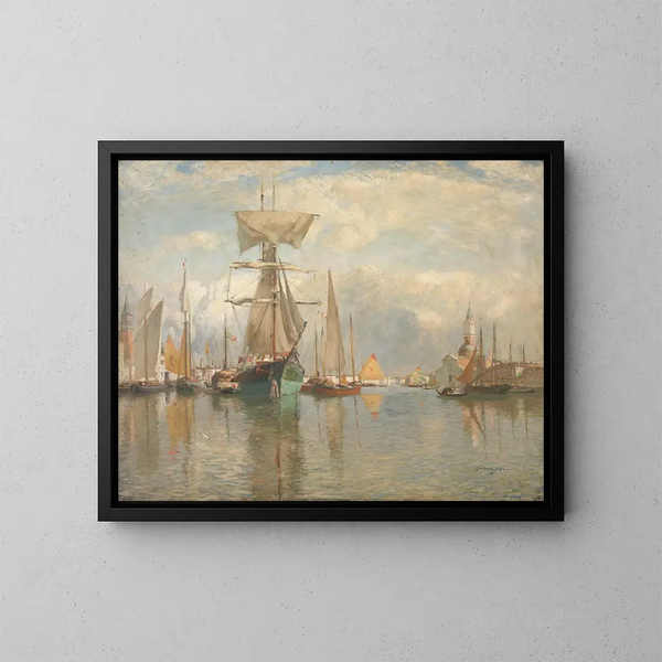 Venetië met boot - Sir David Murray — ingelijst kunstwerk aan de muur