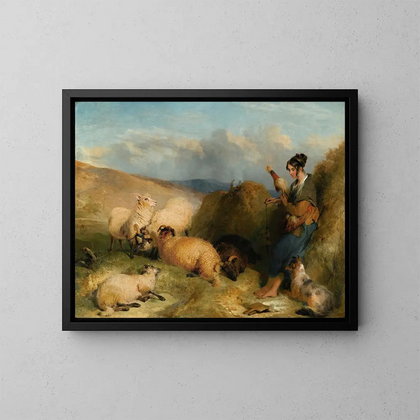 Lassie die schapen bewaakt - Sir Edwin Henry Landseer — ingelijst kunstwerk aan de muur