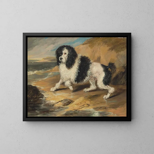 De luidruchtige poedel eigendom van de eerbiedwaardige Frederick Byng - Sir Edwin Henry Landseer — ingelijst kunstwerk aan de muur