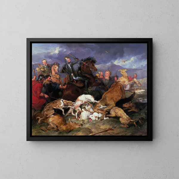 De jacht op Chevy Chase - Sir Edwin Henry Landseer — ingelijst kunstwerk aan de muur