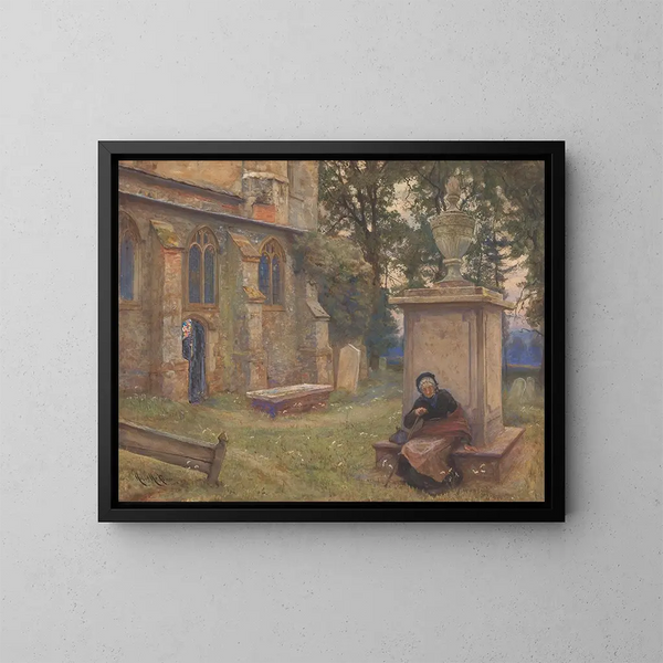 van het kerkreliëf van Aldenham - Sir Hubert von Herkomer — ingelijst kunstwerk aan de muur