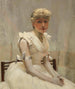Portret van een jonge vrouw - Sir John Lavery — weergave van het kunstwerk