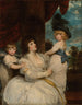 Portrait painting of Jane, Countess of Harrington, with her sons Viscount Petersham and Honorable Lincoln Stanhope - Sir Joshua Reynolds — artwork view