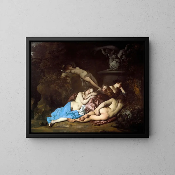 Nymphe bij een fontein - Sir Peter Lely — ingelijst kunstwerk aan de muur