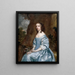 Portrait of a lady in blue holding a flower - Sir Peter Lely — framed artwork on a wall