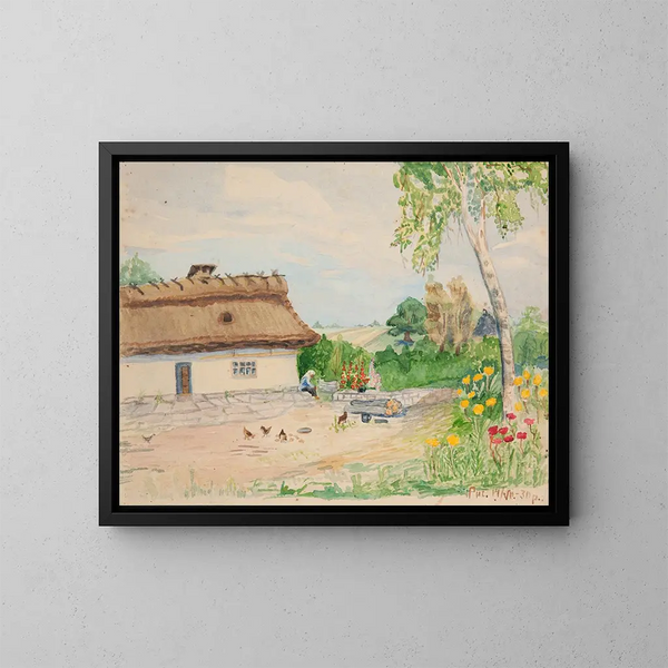 Landschapschilderij zomerlandschap - Sofija Paraszczuk — ingelijst kunstwerk aan de muur