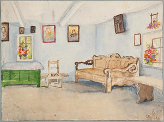 Binnenkant van de kamer - Sofija Paraszczuk — weergave van het kunstwerk