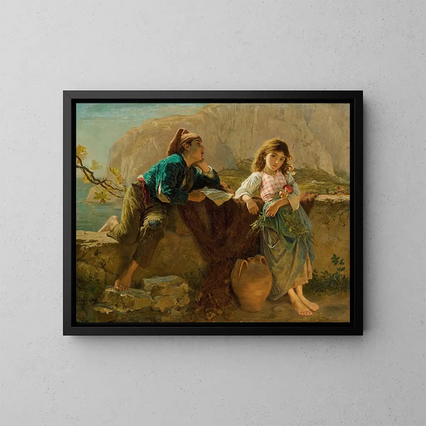 Kinderen van vissers in Capri - Sophie Anderson — ingelijst kunstwerk aan de muur