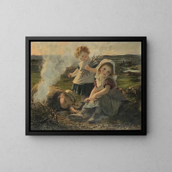 Het Brandhout - Sophie Anderson — ingelijst kunstwerk aan de muur