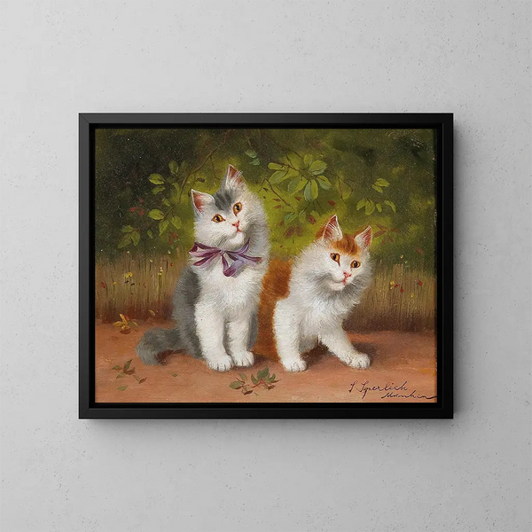 Twee katjes - Sophie Sperlich — ingelijst kunstwerk aan de muur