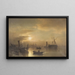 Nacht van volle maan op de haven - Sophus Jacobsen — ingelijst kunstwerk aan de muur