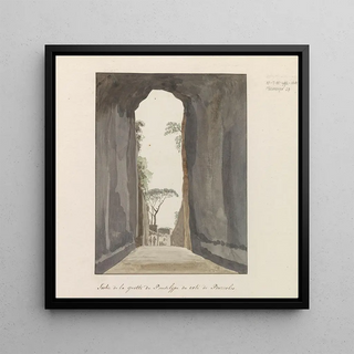 Sortie de la grotte Crypta Neapolitana ou Grotta di Posillipo sur la côte de Pozzuoli - Abraham Louis Rodolphe Ducros