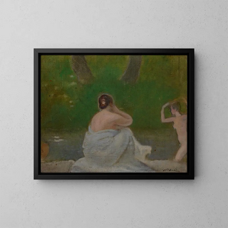 in het park - Stanisław Dębicki — ingelijst kunstwerk aan de muur