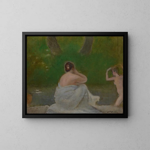 in het park - Stanisław Dębicki — ingelijst kunstwerk aan de muur