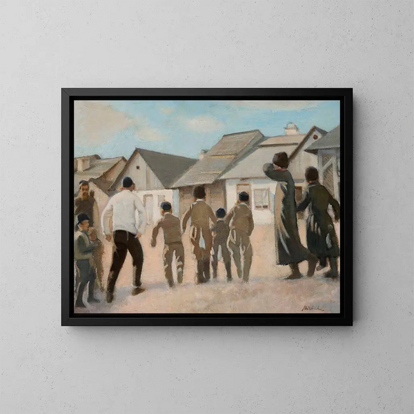 Richting de cheder - Stanisław Dębicki — ingelijst kunstwerk aan de muur