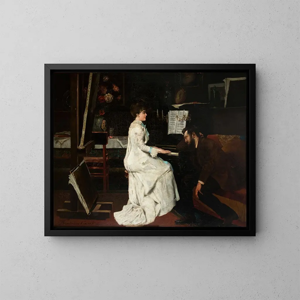 bij de piano - Stanisław Lentz — ingelijst kunstwerk aan de muur