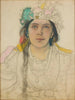 Portret van Wanda Siemaszkowa in de rol van Miss Mode in The Wedding van Stanisław Wyspiański - Stanisław Wyspiański — weergave van het kunstwerk