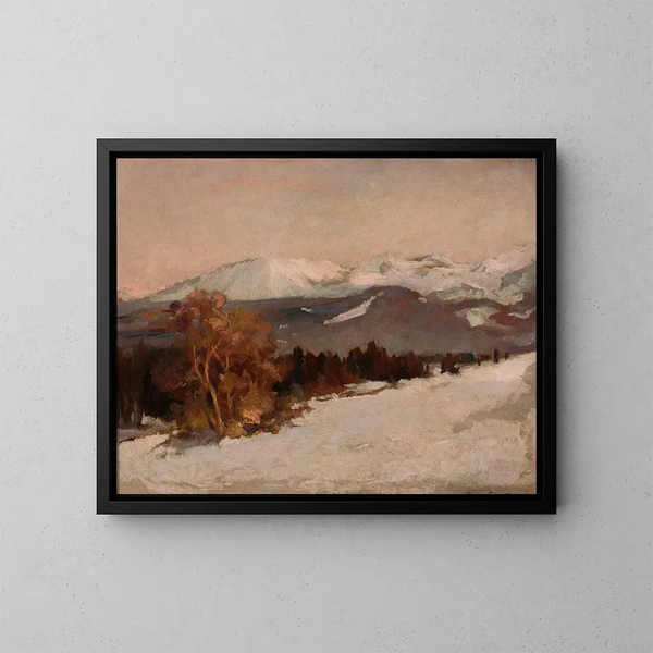 Landschap met berg in de winter - Stefan Filipkiewicz — ingelijst kunstwerk aan de muur