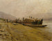 Boten van sleepvaart op de Donau bij Spitz - Stefan Simony — weergave van het kunstwerk