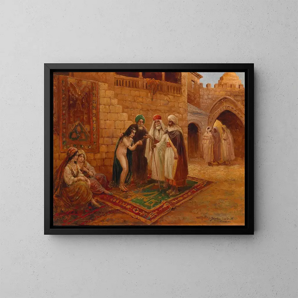 Au bazar - Stephan Sedlacek — ingelijst kunstwerk aan de muur