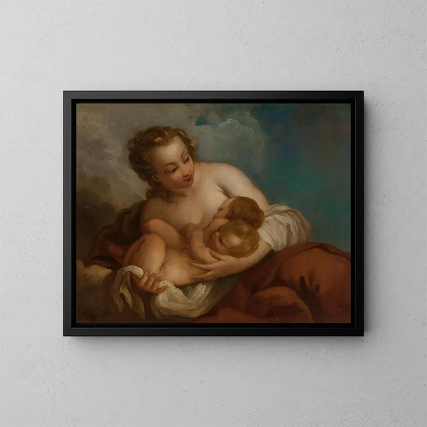 Allégorie de la charité - Atelier de François Lemoyne — ingelijst kunstwerk aan de muur