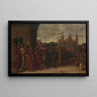 Sybrand van Beest - The Legation from the Tsar of Muscovy on its Way to a Meeting of the StatesGeneral in The Hague.webp