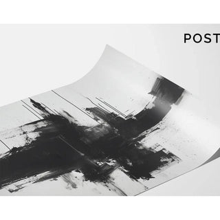 Tableau Abstrait Noir et Blanc – Impulsion Abstraite | Affiche Minimaliste Énergique | Poster Moderne Expressionniste Monochrome
