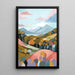 Schilderij Kleurvol – Pastelheuvels en gestileerde bossen | Poster Abstract Aardetinten en Minimalistisch Landschap