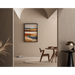 Schilderij gekleurd – Aardse Zon | Poster gestileerd landschap in terracotta en natuurlijke tinten | Bohemien decor voor woonkamer of slaapkamer