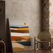 Schilderij gekleurd – Aardse Zon | Poster gestileerd landschap in terracotta en natuurlijke tinten | Bohemien decor voor woonkamer of slaapkamer